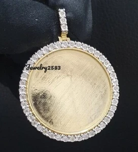MEN'S Real Natural Diamod Photo Pendant With Illusion Setting Made in 925 Silver - Picture 1 of 9