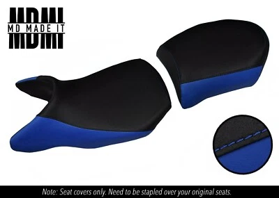 SE ADAPTA A BMW R 1200 RS 15-19 JUEGO DE FUNDAS DE ASIENTO VINILO AGARRE PERSONALIZADO NEGRO Y AZUL Foto 1 de 4