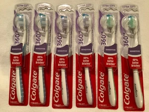 6 New Colgate 360 Sensitive Extra Soft Toothbrush Lot Assorted Colors 6 - Picture 1 of 1