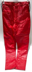 Twin's Classic Leather Collection USA Genuine Leather Pants Red Size 7/8 Biker - Picture 1 of 7