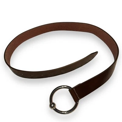 Cinturón Rebecca Minkoff Hebilla Plateada Cuero Marrón Pequeño Foto 1 de 4