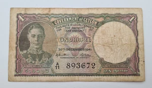 BILLETE DE CEILON UNA PUPEE 1941 - Imagen 1 de 2