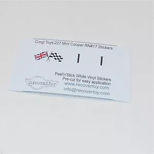 Corgi Toys 227 Morris Mini Cooper Flags & RN#1 Stickers - Picture 1 of 4