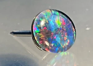 Opal Tie Pin Beautiful Bright Variety of Colours Genuine Earth Mined 10x8mm - Picture 1 of 5