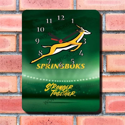 South Africa Springboks Rugby Design Wall Clock New boxed Gift Sport wall hangin - Image 1 of 2