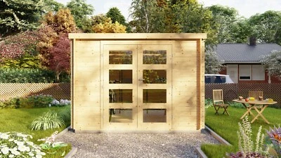 Flachdach Gartenhaus Gerätehaus 3x2.4M 28mm Holz Harz mit 18mm Boden EB28234F18L - Bild 1 von 4