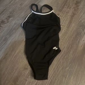 Dolphin girls practice UPF 50+ Swimsuit one piece Sz 24 Black White Stripe NWOT - Picture 1 of 3
