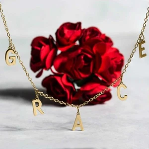 Personalised Real 9ct Gold Choker Necklace Custom Initials Name Gift Boxed - Picture 1 of 7