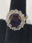 5 Ct. Sterling Silver Simulated Saphire Cz Ring Size 6