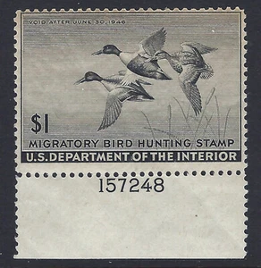 Bigjake: RW12, $1.00 Shoeveller Ducks in Flight, PL# single, MNH - Picture 1 of 2