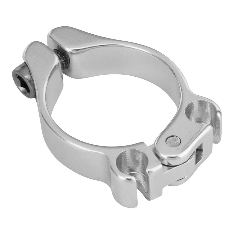 NEW! GENUINE PRO+ ALLOY CLAMP-ON DOUBLE CABLE HOUSING STOP (SIZE 28.6) SILVER - Image 1 of 1