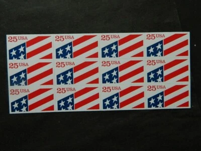 U.S.  SC# 2475a BOOKLET PANE OF 12 1990 25ct U.S.FLAG MNH PLASTIC BACKING PAPER - Image 1 of 2