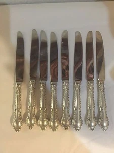 8 Gorham ENGLISH 1939 GADROON Sterling Silver Flatware 8 7/8" DINNER KNIVES - Picture 1 of 6