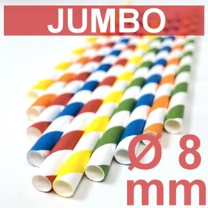 3.250 JUMBO PAPIER gestreifte Trinkhalme 4 Lagig 250x8 mm farbe wählbar - Bild 1 von 10