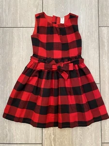 Carter’s Girls Red & Black Buffalo Plaid Flannel Dress, Size 4, Excellent! - Picture 1 of 11