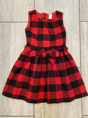 Carter's девочек красный и черный Buffalo клетку фланелевое платье, размер 4, отличное! - Изображение 1 из 4