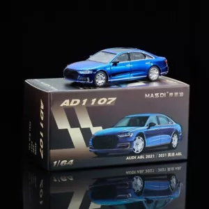 Masdi 1:64 Audi A8L 2021 Chapado Azul Diecast Modelo Coche Vehículo Juguete Colección - Imagen 1 de 6