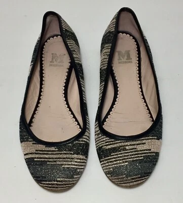 ZAPATOS PLANOS M MISSONI NEGRO BEIGE METALIZADO JACQUARD TALLA EUR 36 US 6 Foto 1 de 4