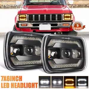 Pair 5x7" 7x6" LED Headlights DRL Hi/Lo For Toyota 82-95 Pickup Tacoma Hardbody - Picture 1 of 9