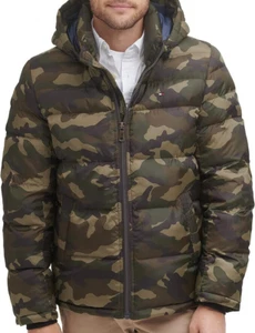 NEW Tommy Hilfiger Men's Down Alternative Hooded Puffer Jacket CAMOFLAGE MEDIUM - Picture 1 of 1