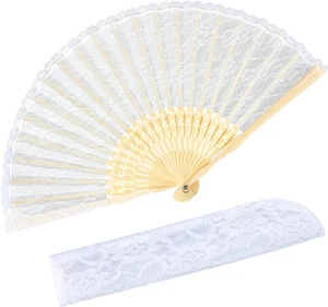 Hochzeitsfächer Spitze Fächer Brautfächer Faltbarer Tanzfächer Leinen Geschenk W - Bild 1 von 12
