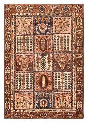 传统复古手工编织东方地毯 4 英尺 5 英寸 x 6 英尺 5 英寸羊毛小地毯 — 第 1/4 张图片