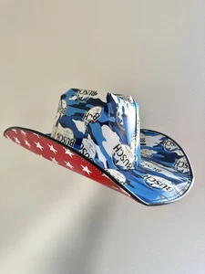 Busch Light Cerveza Camuflaje Cartón Sombrero de Vaquero Azul Adulto Fiesta Accesorio Lote 2 - Imagen 1 de 9
