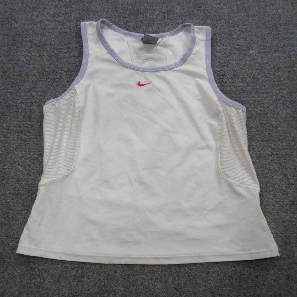 Camiseta de tirantes para correr Nike Dri-FIT talla grande Blanco Rojo Paneles de malla Camiseta deportiva Foto 1 de 4