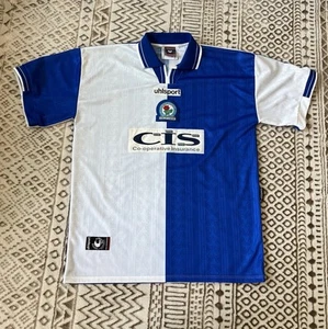 BLACKBURN ROVERS FC UHLSPORT 1998-2000 HOME FOOTBALL SHIRT SOCCER JERSEY SIZE XL - Picture 1 of 7
