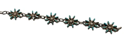 Zuni Vintage Needlepoint Turquoise Star Sun Link Bracelet - Image 1 of 4