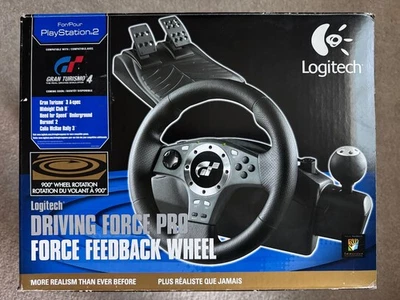 Logitech Driving Force Pro Force Steering Wheel PlayStation PS2 PC USB Open Box - Image 1 of 4