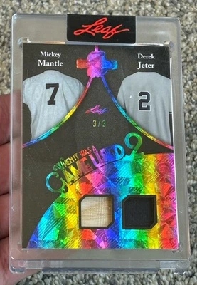 Mickey Mantle Derek Jeter 3/3 Game Used Relic Memorabilia 2025 Leaf Spectacular  - Image 1 of 2