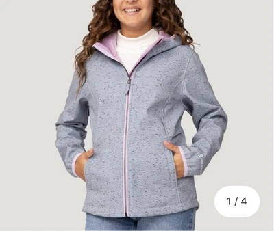 Free Country Girls Super Softshell Jacket 16 XL Grey Blizzard Hoodie Outdoor - Image 1 of 4