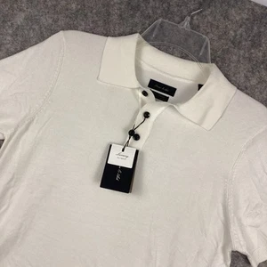 Porter & Ash Women’s Luxury Knit Polo Shirt White Black Size Small NWT - Picture 1 of 8