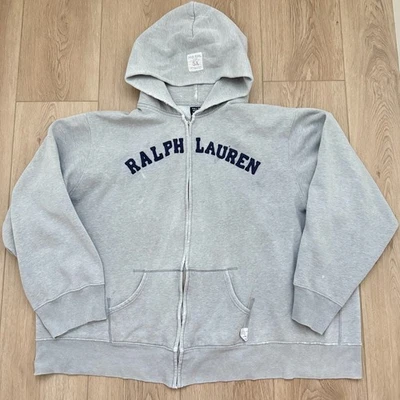 Vtg Polo Ralph Lauren Jeans Co. Zip Up Hoodie Gray Thrashed 5XL Full Zip* - Image 1 of 4