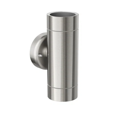 Applique murale WEDO pour l'extérieur IP44 up/downlight inox mat rond 2x GU10 - Photo 1/4