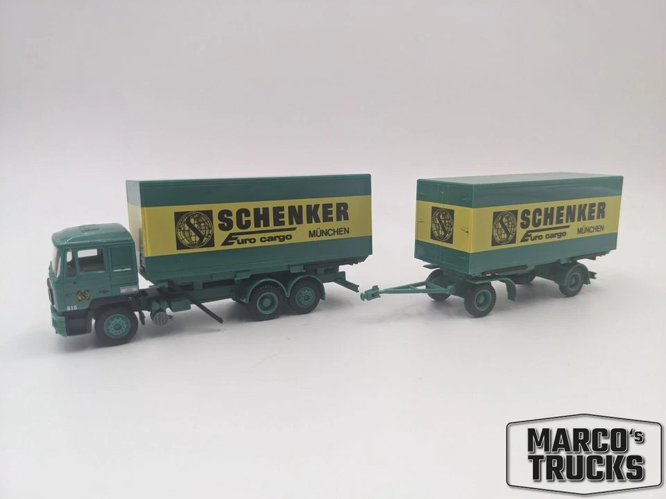 Herpa MAN F90 WB-Hängerzug „Schenker EuroCargo München“ 1:87 /HU20661 - Image 1 of 1