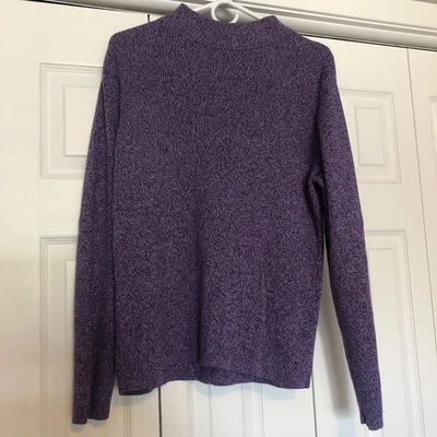 Karen Scott Mock Neck Ribbed Cotton Sweater Women's Size XL Purple Classic - Image 1 of 4