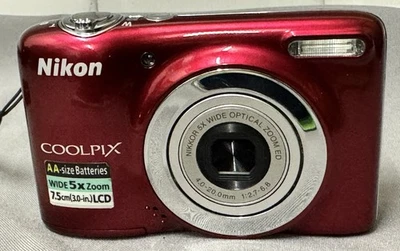 Nikon Coolpix L25 10.1 MP - Wide 5x Zoom 7,5cm LCD Dispaly - Rot - Bild 1 von 4