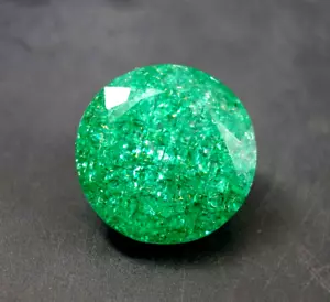 Smeraldo Verde Naturale 10,40 Ct Taglio Tondo Certificato Maggio Gemma Con Omaggio - Foto 1 di 13