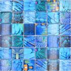 Piastrelle Mosaico di Vetro Colibri Pavone Blu Specchio Cucina Doccia - 10 Opaco