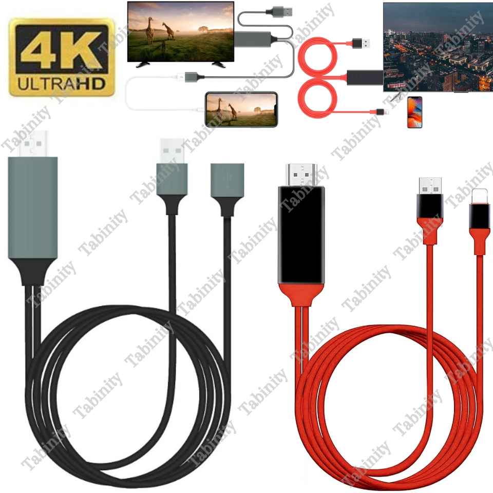 1080P HDMI Mirroring Cable for iPhone iPad Android Phone to AV TV HDTV Adapter - Image 1 of 4