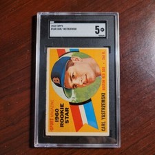 1960 TOPPS #148 CARL YASTRZEMSKI BOSTON RED SOX ROOKIE BASEBALL CARD SGC EX 5 RC