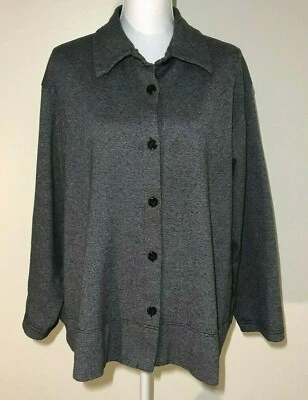 Jennifer Moore Women's Shirt or Jacket, Size 2X, Gray Stretch Button Up Long Sl - Image 1 of 4