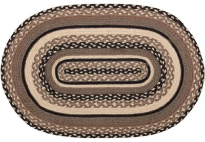 Alfombra trenzada ovalada ecológica marrón topo y negra granja aserradero molino Foto 1 de 2