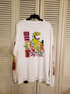 Nickelodeon T-Shirt Mens XL Long Sleeve Retro 90s TV Graphic Tee White NEW!! - Picture 1 of 5