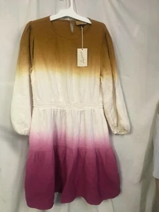 Women's Tie-Dye Long Sleeve Tiered Dress - Universal Thread Purple M - Picture 1 of 4