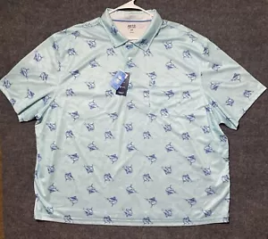 Polo uomo IZOD protezione solare acqua salata 4XB stampa pesce spada manica corta nuova con etichetta - Foto 1 di 16