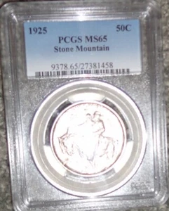 1925 PCGS MS 65 Stone Mountain Commemorative Silver Half Dollar (Some Toning) - Picture 1 of 2