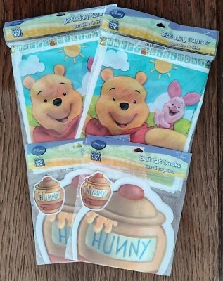 Hallmark Disney Winnie the Pooh Treat Sacks & Birthday Banners-New - Image 1 of 4